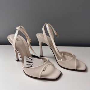 Zara Beige Leather Heels